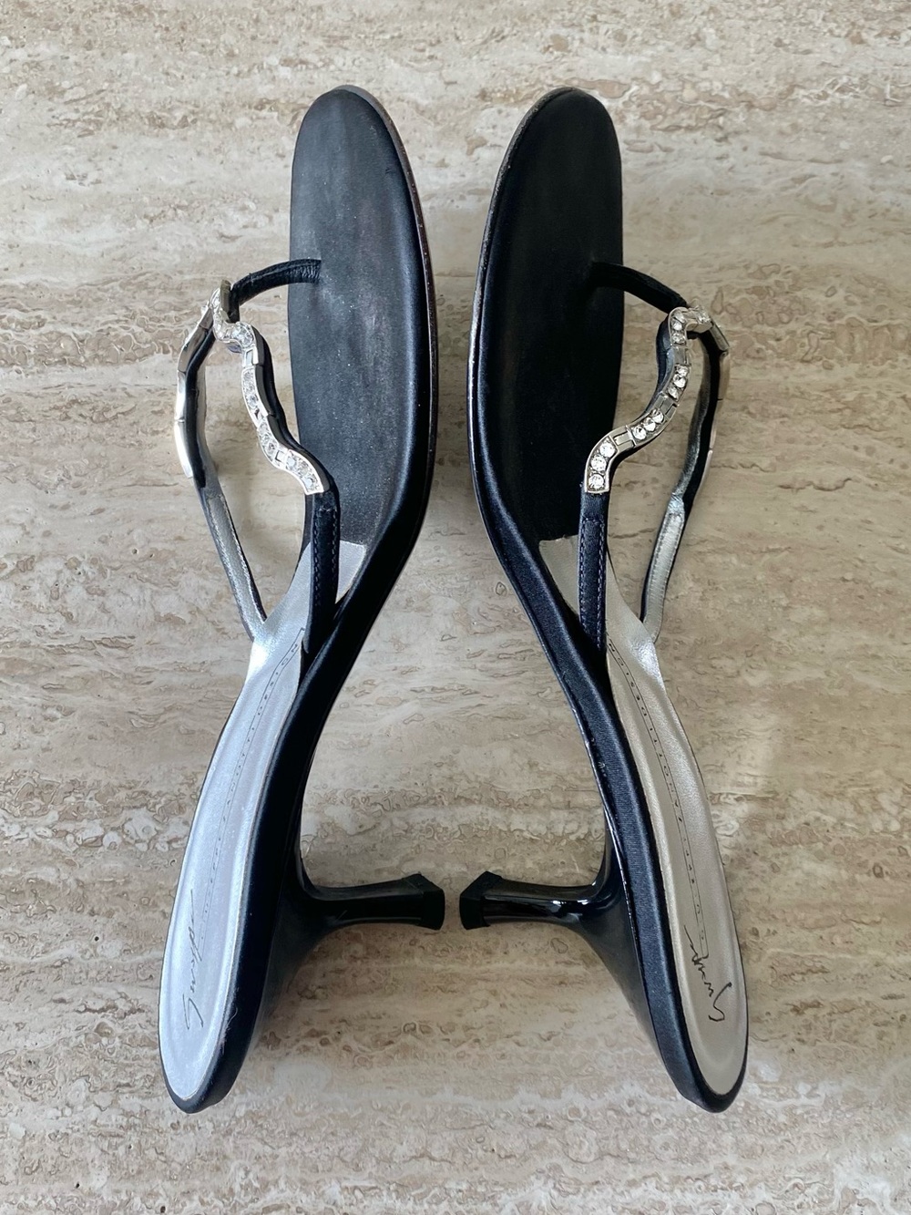 Vintage Giuseppe Zanotti Rhinestone Thong Sandal Heels - Picture 8 of 12